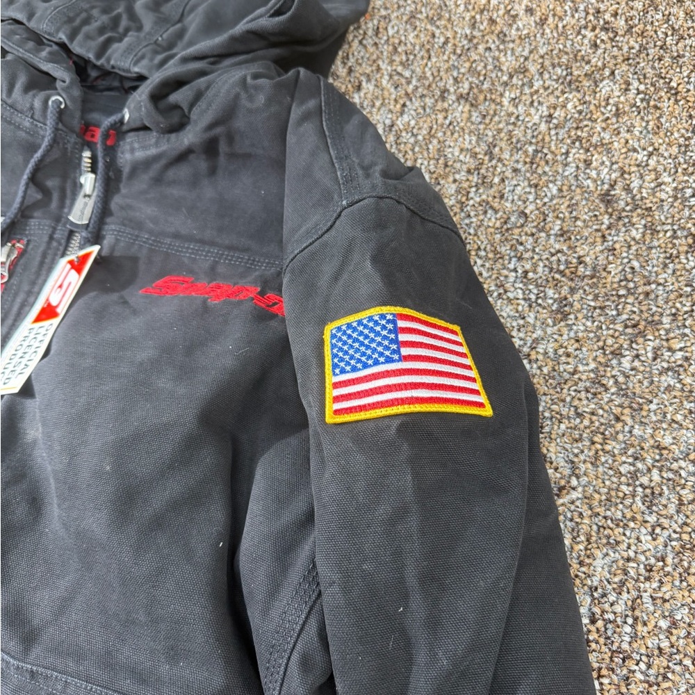 Snap-On Black Canvas Workwear Bomber with Red Lettering - Picture 9 of 16